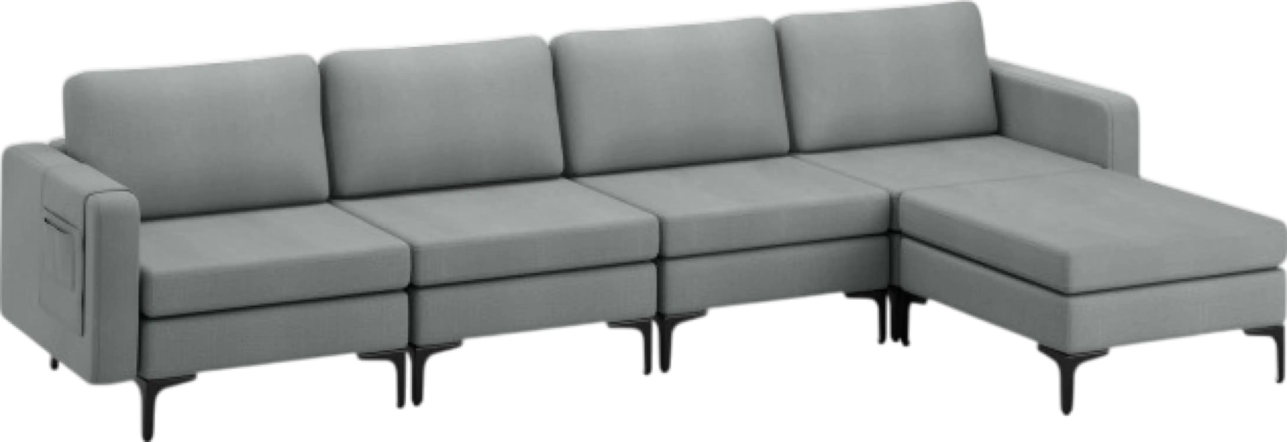 Costway Sofa 4-Seat L-Shaped Modular Couch Ottoman USB Ports and Armrest Organizer New