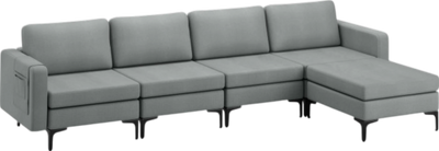 Costway Sofa 4-Seat L-Shaped Modular Couch Ottoman USB Ports and Armrest Organizer New