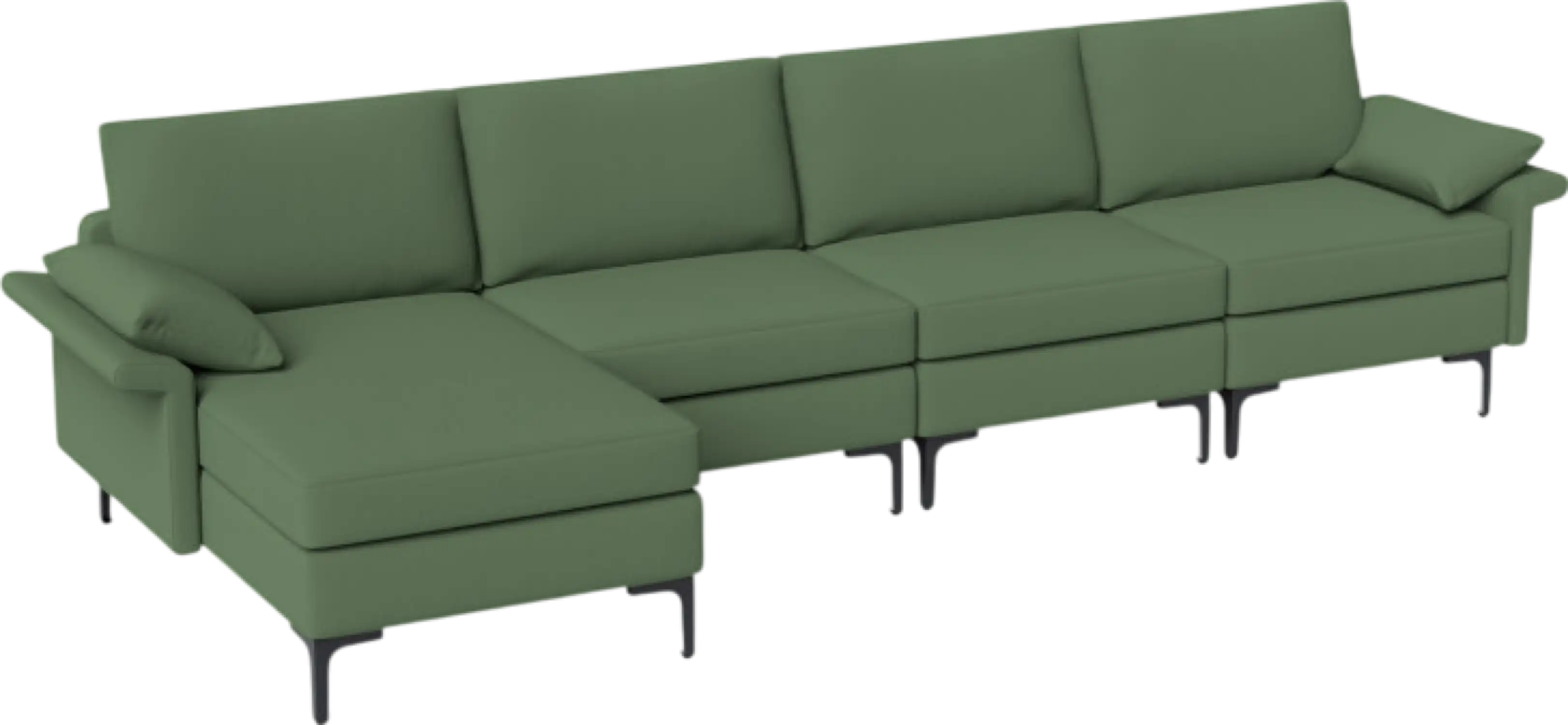 Costway Sofa 4 Seat L-Shaped Sectional with Reversible Chaise and Charging Station New
