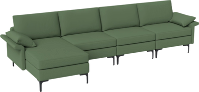 Costway Sofa 4 Seat L-Shaped Sectional with Reversible Chaise and Charging Station New