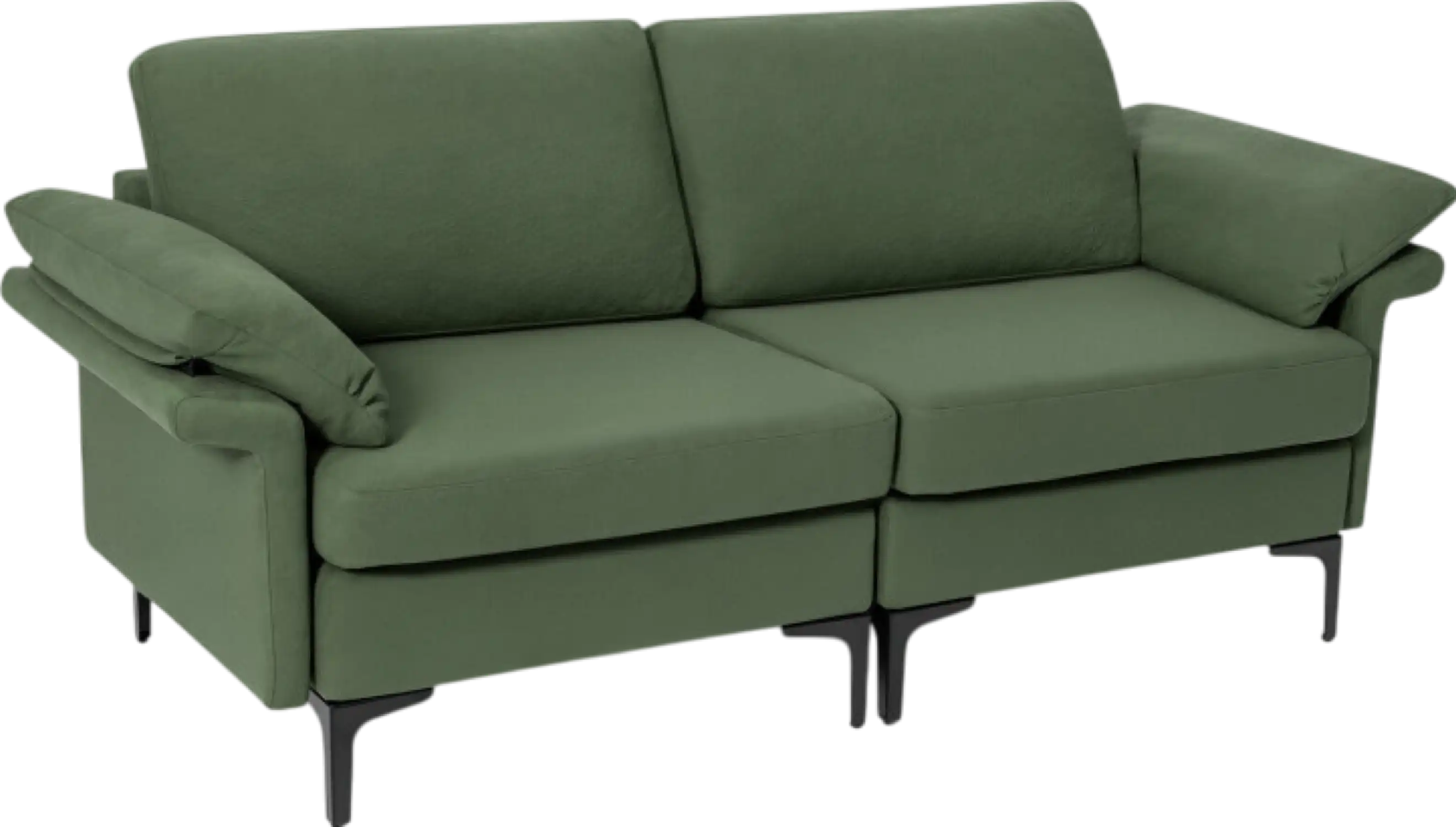 Costway Sofa 2 Seat Sectional with Metal Legs and Soft Upholstery New