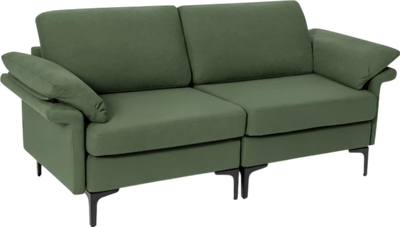 Costway Sofa 2 Seat Sectional with Metal Legs and Soft Upholstery New