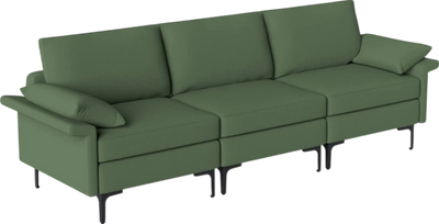 Costway Sofa 3 Seat Sectional with Metal Legs and Soft Upholstery New