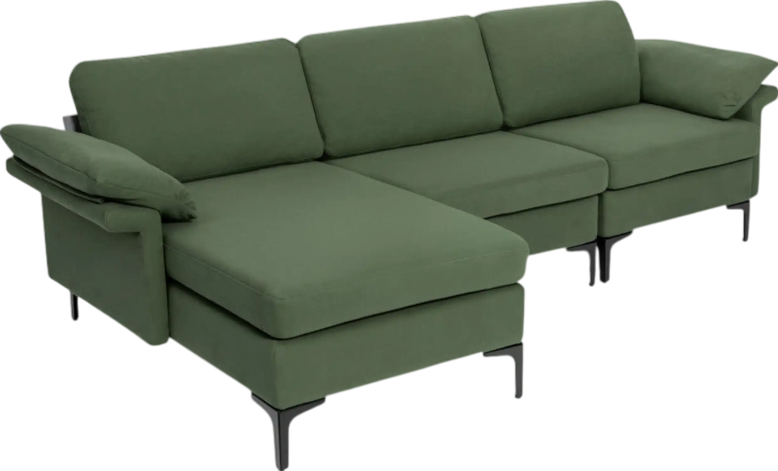 Costway Sofa 3 Seat L-Shaped Sectional with Reversible Chaise and Charging Station New