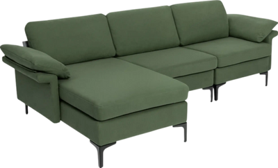 Costway Sofa 3 Seat L-Shaped Sectional with Reversible Chaise and Charging Station New