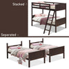 Costway Bed Frame Twin Wooden Bunk Bed with Safety Rail and Ladder New