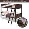 Costway Bed Frame Twin Wooden Bunk Bed with Safety Rail and Ladder New