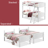 Costway Bed Frame Twin Wooden Bunk Bed with Safety Rail and Ladder New