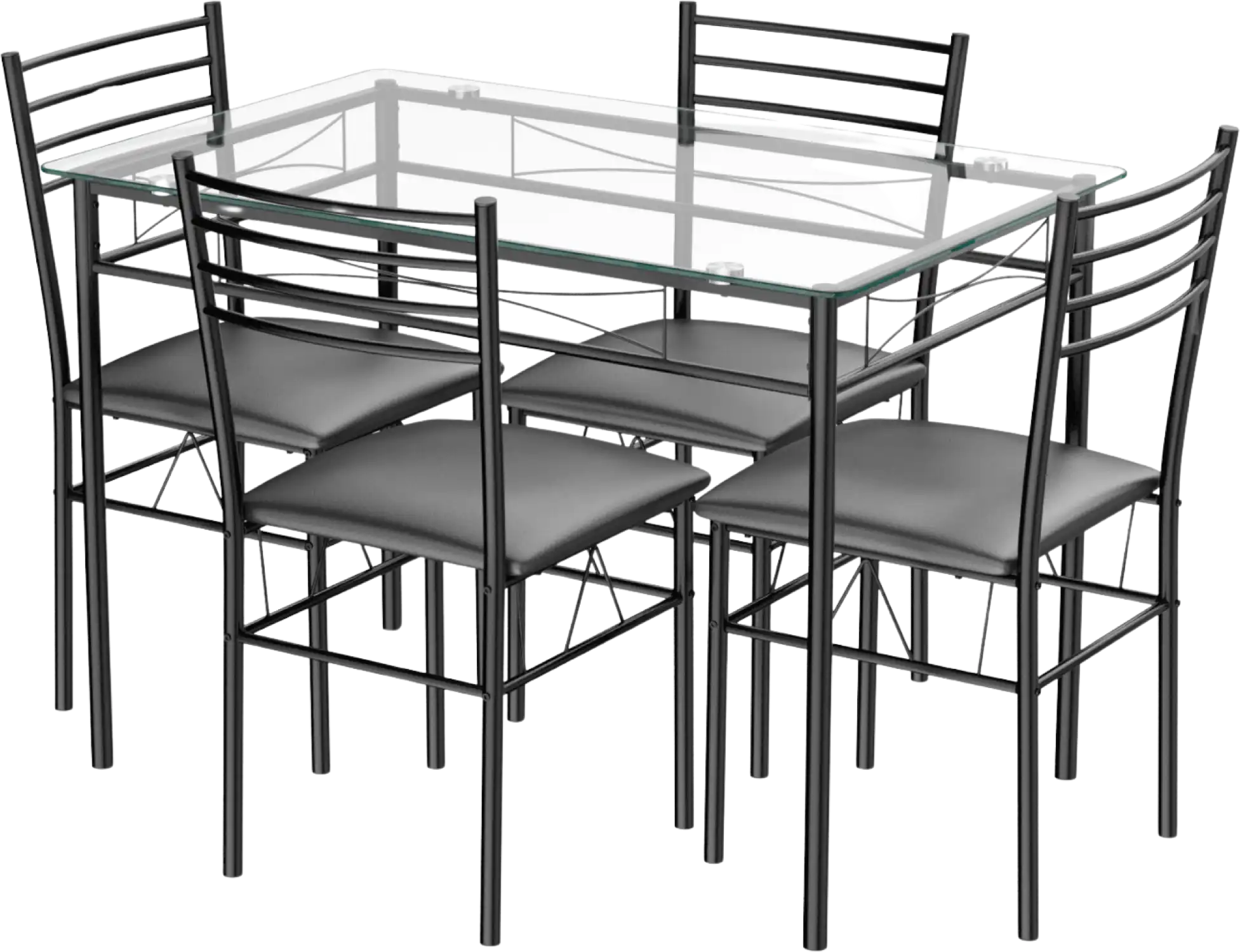 Costway Dining Set 5 Piece Tempered Glass Top And 4 Upholstered Chairs 97385012 New