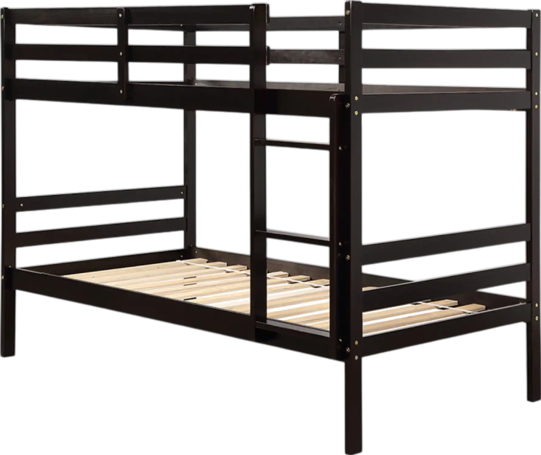 Costway Bed Frame Twin Size Wooden Bunk Bed with Ladder Guardrails and Storage Space New