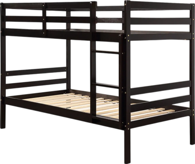 Costway Bed Frame Twin Size Wooden Bunk Bed with Ladder Guardrails and Storage Space New