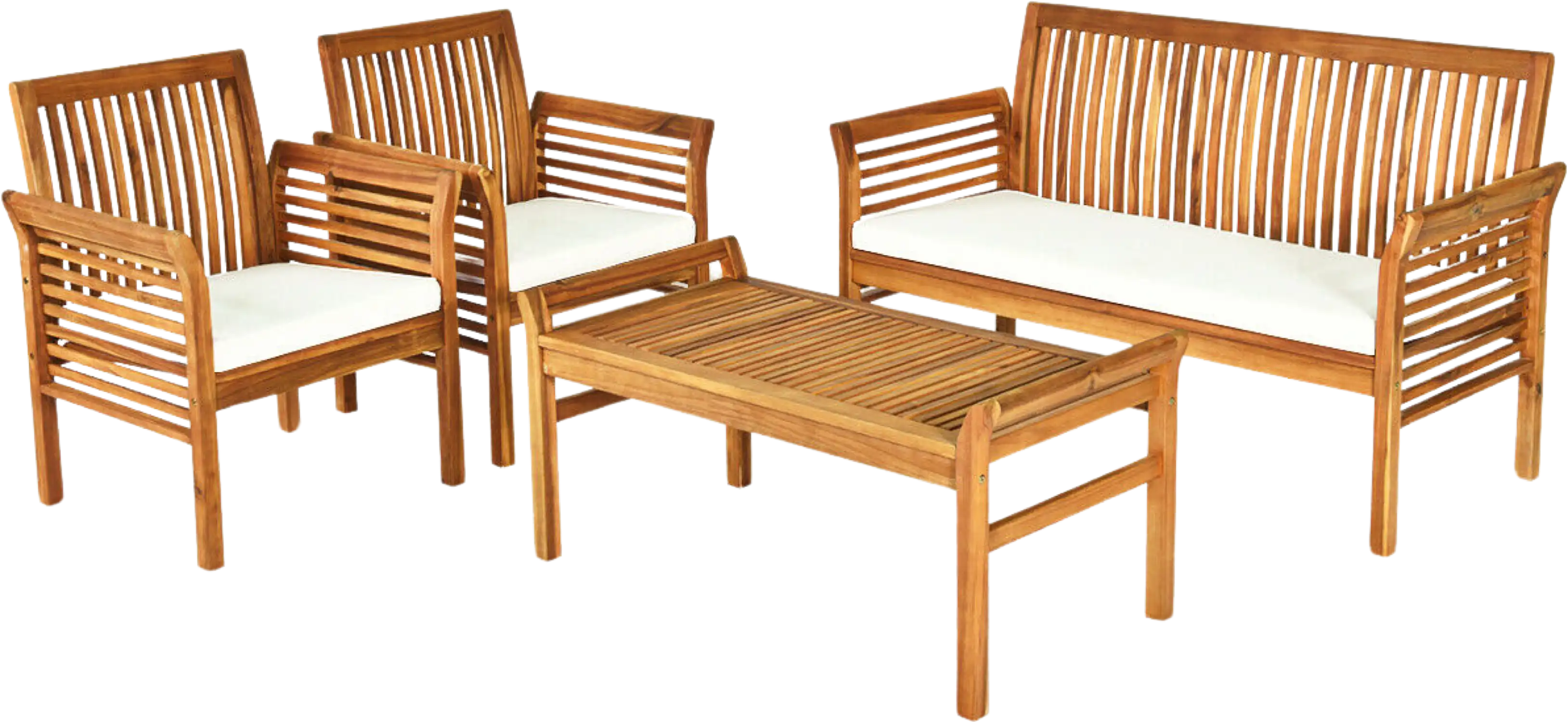 Costway Patio Furniture Set Outdoor Acacia Wood 4 Piece 53028179 New
