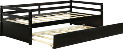 Costway Bed Frame Twin Size with Trundle Wooden Slats and Multifunctional Design New