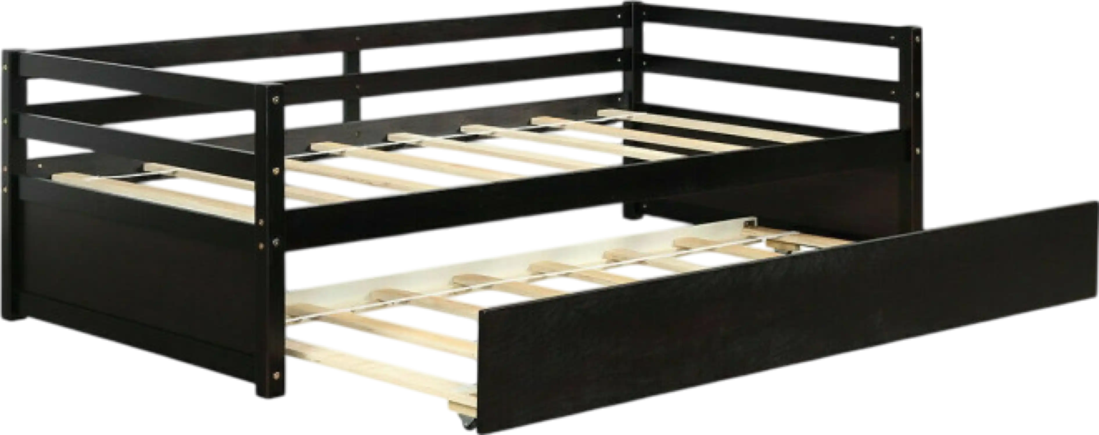 Costway Bed Frame Twin Size with Trundle Wooden Slats and Multifunctional Design New
