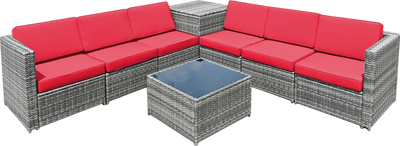 Costway Patio Furniture 8 PCS Wicker Rattan Sofa Set with Storage Cabinet and Coffee Table New