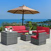 Costway Patio Furniture 8 PCS Wicker Rattan Sofa Set with Storage Cabinet and Coffee Table New