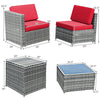 Costway Patio Furniture 8 PCS Wicker Rattan Sofa Set with Storage Cabinet and Coffee Table New