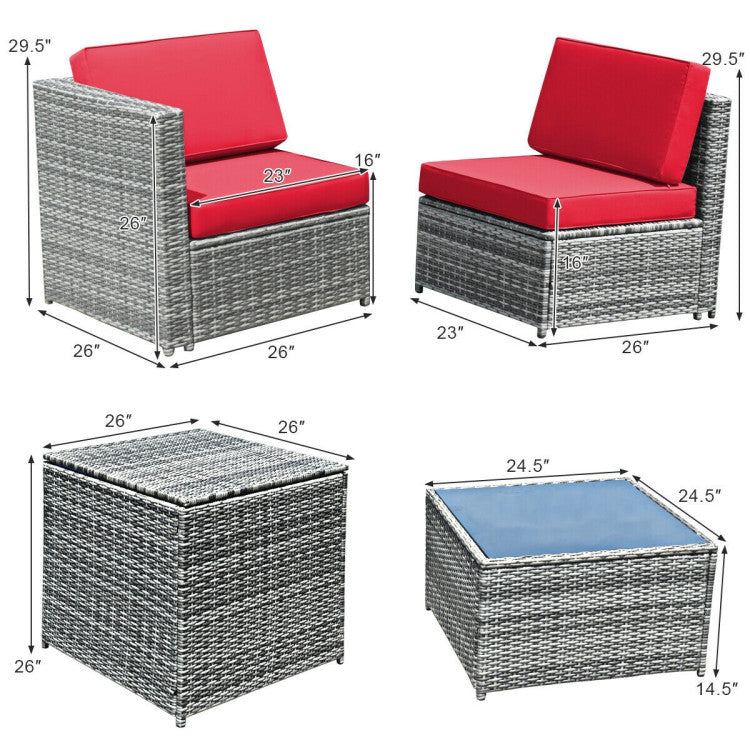 Costway Patio Furniture 8 PCS Wicker Rattan Sofa Set with Storage Cabinet and Coffee Table New