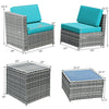 Costway Patio Furniture 8 PCS Wicker Rattan Sofa Set with Storage Cabinet and Coffee Table New