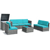 Costway Patio Furniture 8 PCS Wicker Rattan Sofa Set with Storage Cabinet and Coffee Table New