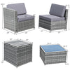Costway Patio Furniture 8 PCS Wicker Rattan Sofa Set with Storage Cabinet and Coffee Table New