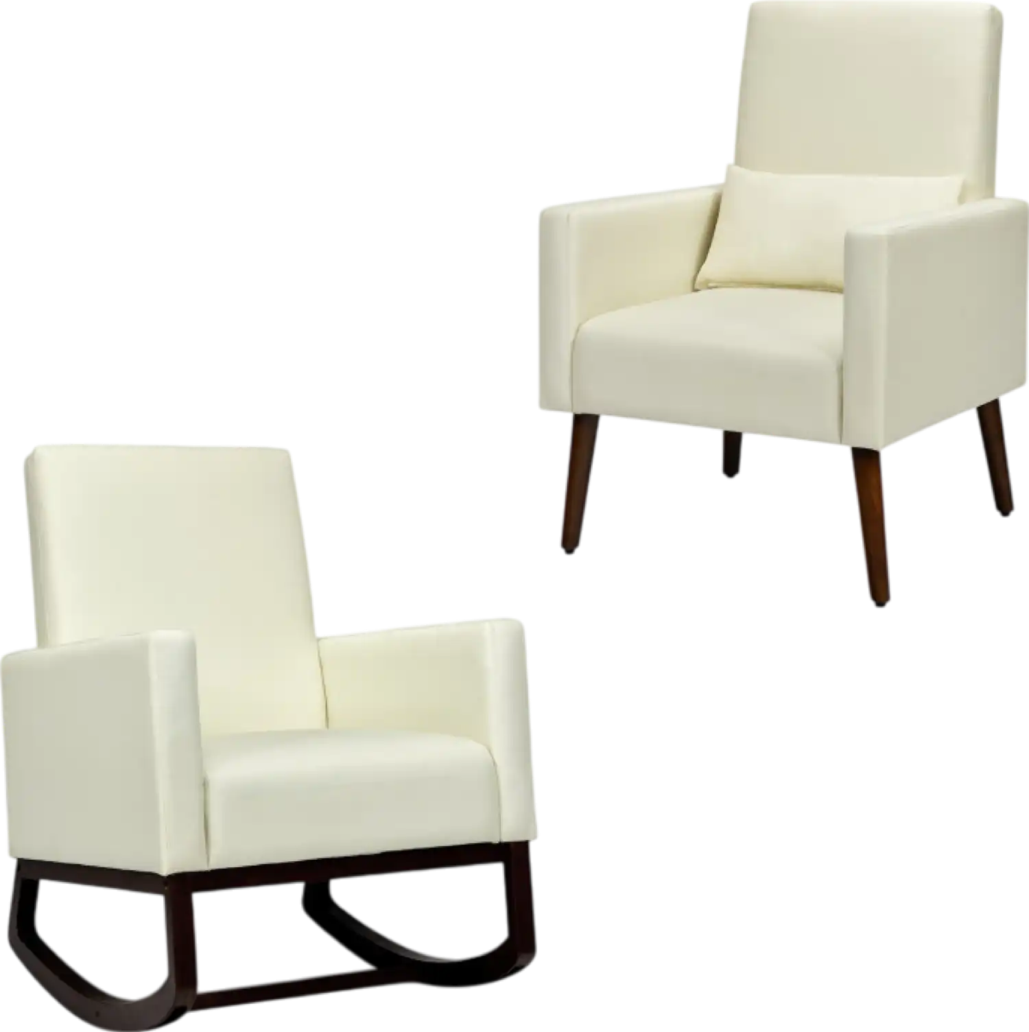Costway Rocking Chair and Accent Armchair 2-in-1 with Interchangeable Feet and Solid Wood Frame New