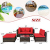 Costway Patio Furniture 5 PCS Rattan Sectional Set with Cushions Ottoman and Coffee Table New