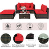 Costway Patio Furniture 5 PCS Rattan Sectional Set with Cushions Ottoman and Coffee Table New