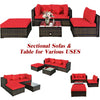 Costway Patio Furniture 5 PCS Rattan Sectional Set with Cushions Ottoman and Coffee Table New