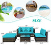 Costway Patio Furniture 5 PCS Rattan Sectional Set with Cushions Ottoman and Coffee Table New