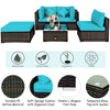 Costway Patio Furniture 5 PCS Rattan Sectional Set with Cushions Ottoman and Coffee Table New