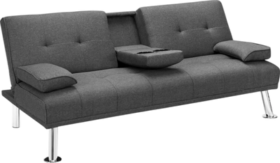 Costway Sofa Convertible Folding Futon with Adjustable Backrest in Linen Fabric 28543960 New
