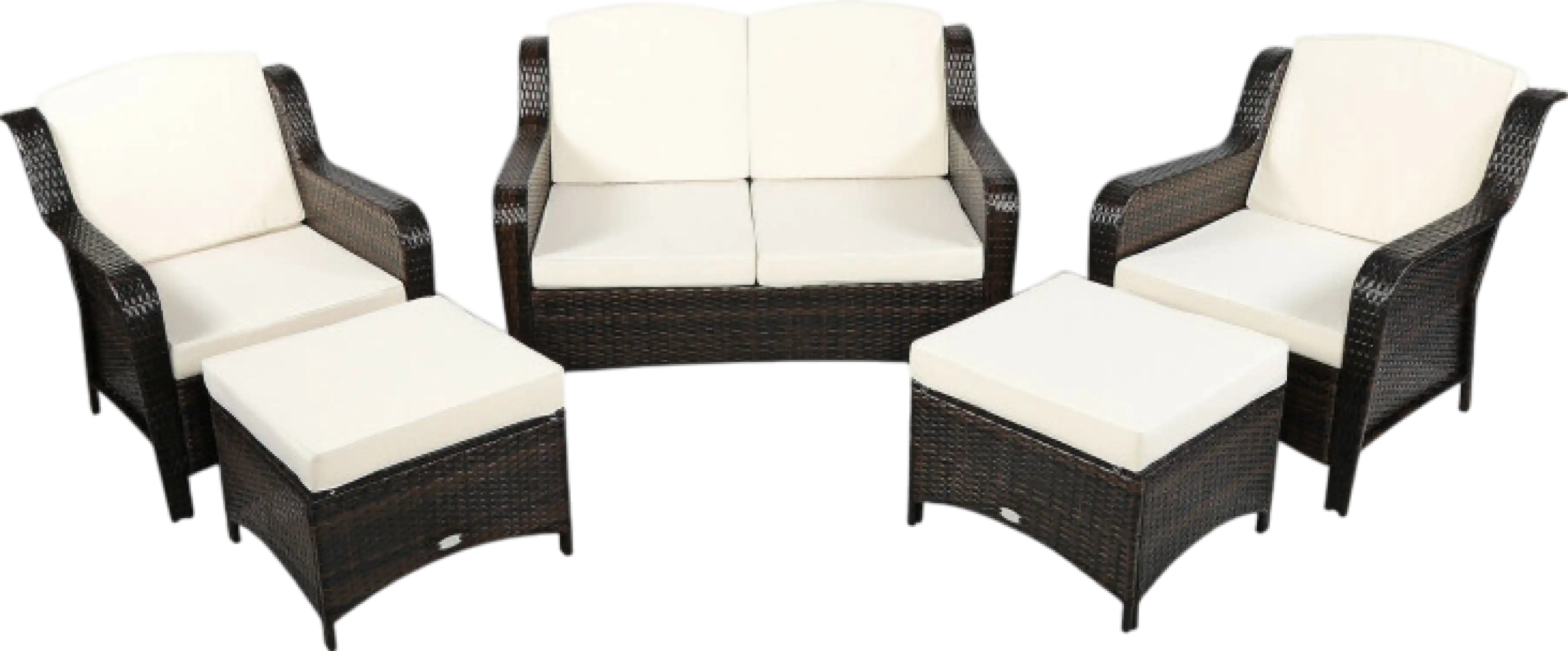 Costway Patio Furniture 5 Piece Rattan Sofa Set with Cushions and Ottoman New