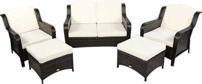 Costway Patio Furniture 5 Piece Rattan Sofa Set with Cushions and Ottoman New
