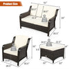 Costway Patio Furniture 5 Piece Rattan Sofa Set with Cushions and Ottoman New