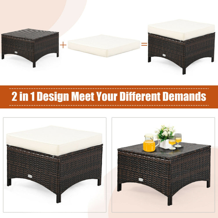 Costway Patio Furniture 5 Piece Rattan Sofa Set with Cushions and Ottoman New