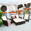 Costway Patio Furniture 5 Piece Rattan Sofa Set with Cushions and Ottoman New