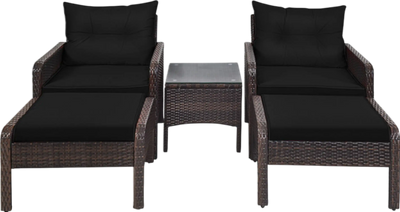 Costway Patio Furniture 5 Piece Rattan Set with Chairs Ottomans Side Table and Cushions New