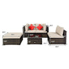 Costway Patio Furniture 5 PCS Rattan Sectional Set with Cushions Ottoman and Coffee Table New