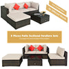 Costway Patio Furniture 5 PCS Rattan Sectional Set with Cushions Ottoman and Coffee Table New