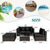 Costway Patio Furniture 5 PCS Rattan Sectional Set with Cushions Ottoman and Coffee Table New