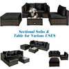 Costway Patio Furniture 5 PCS Rattan Sectional Set with Cushions Ottoman and Coffee Table New