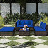 Costway Patio Furniture 5 PCS Rattan Sectional Set with Cushions Ottoman and Coffee Table New