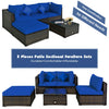 Costway Patio Furniture 5 PCS Rattan Sectional Set with Cushions Ottoman and Coffee Table New