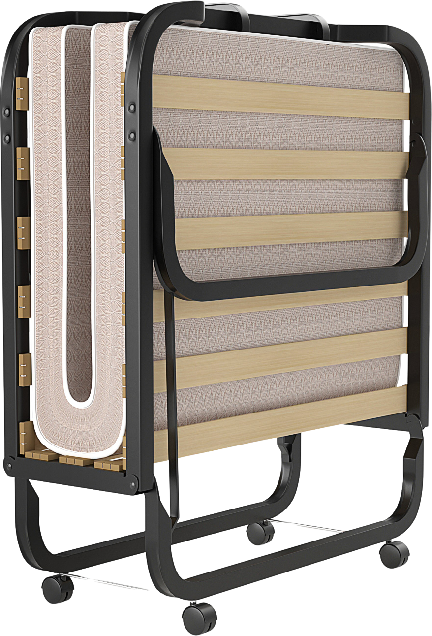 Costway Rollaway Folding Bed Memory Foam Mattress Steel Frame Wood Slats Lockable Buckles New