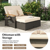 Costway Patio Furniture Wicker 3-in-1 Convertible Daybed to Loveseat with Ottoman Storage New