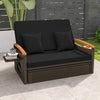 Costway Patio Furniture Wicker 3-in-1 Convertible Daybed to Loveseat with Ottoman Storage New