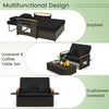 Costway Patio Furniture Wicker 3-in-1 Convertible Daybed to Loveseat with Ottoman Storage New