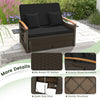Costway Patio Furniture Wicker 3-in-1 Convertible Daybed to Loveseat with Ottoman Storage New