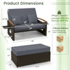 Costway Patio Furniture Wicker 3-in-1 Convertible Daybed to Loveseat with Ottoman Storage New